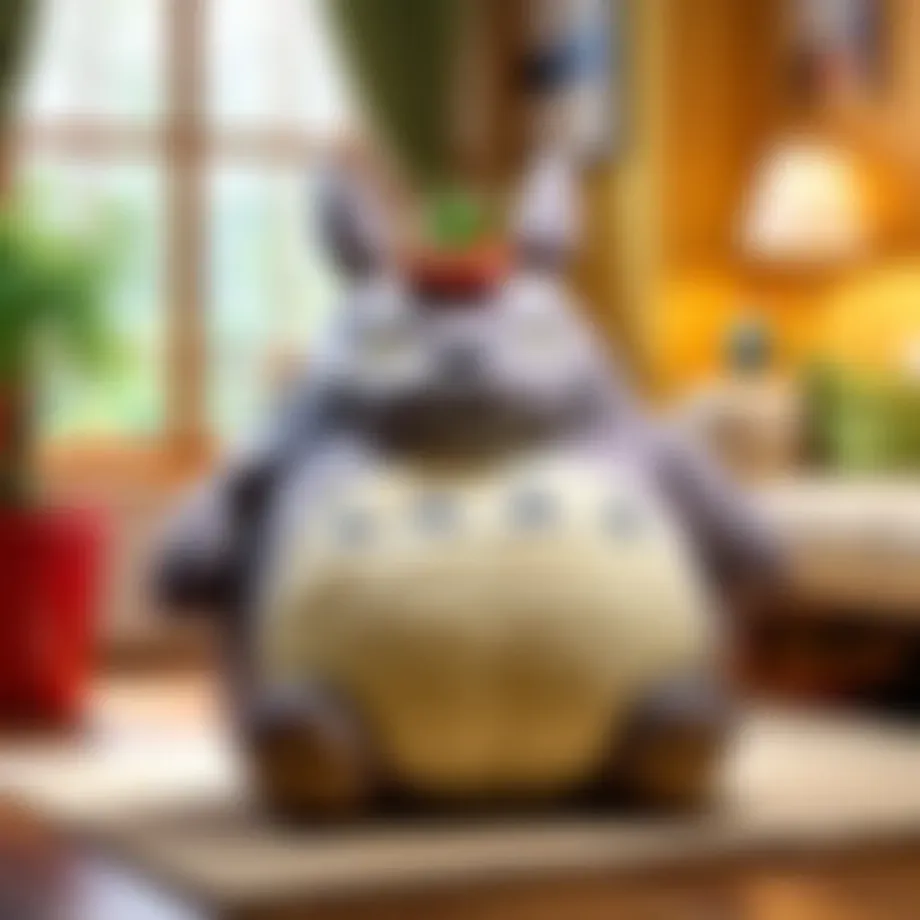 Whimsical Totoro Bean Bag in a Cozy Living Room Setting