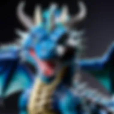 Collection of Blue-Eyes Ultimate Dragon merchandise including figures, posters, and cards