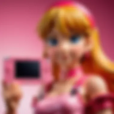 Close-up of the vibrant pink Nintendo DSi screen