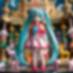 Vibrant display of Vocaloid figures showcasing different characters