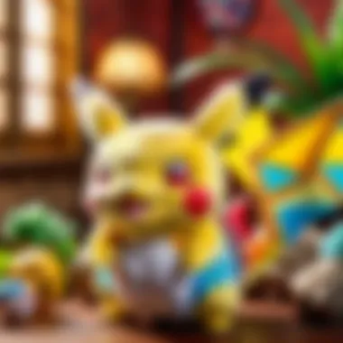 Vibrant Pokémon Plush Collection Colorful display of Pokémon plush toys in a retail store