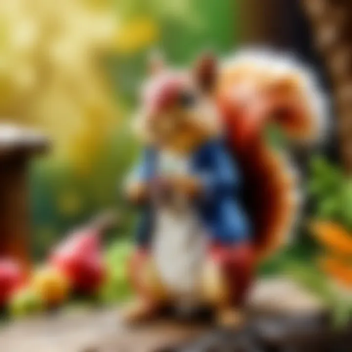 Whimsical Squirrel Embroidered Tapestry