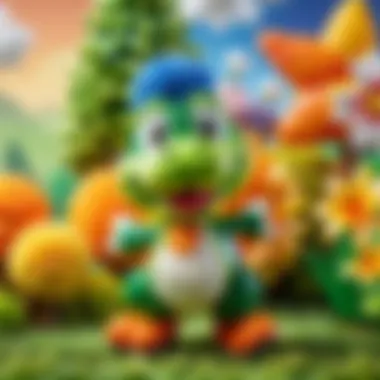 Artistic angle showcasing the vibrant colors of Yoshi Woolly World Amiibo